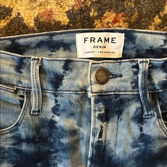 FrameTie Dye Grunge Le High Skinny Crop Jeans Women’s Size 26 - Picture 4 of 15